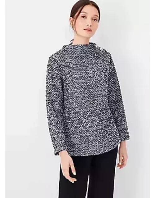 Ann Taylor Textured Boucle Shoulder Button Sweater