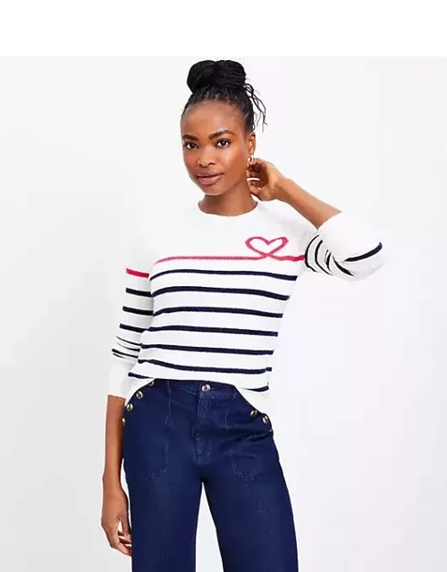 Loft Heart Breton Stripe Sweater
