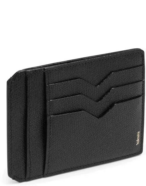 Black leather horizontal card holder
