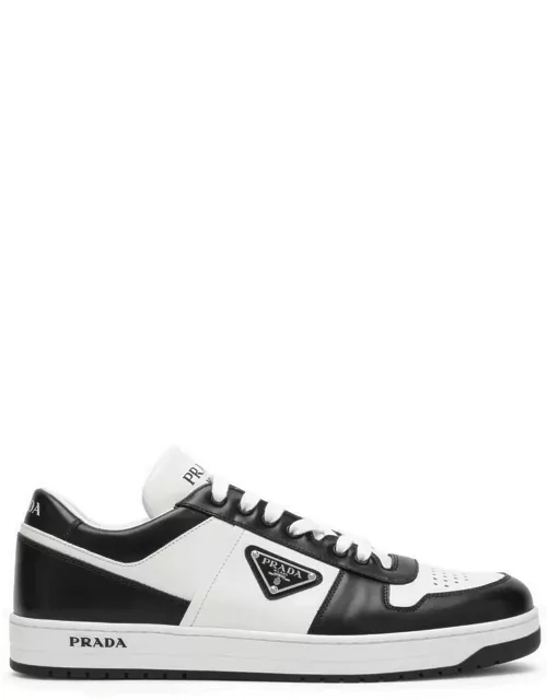 White/black leather Prada Holiday low-top sneaker