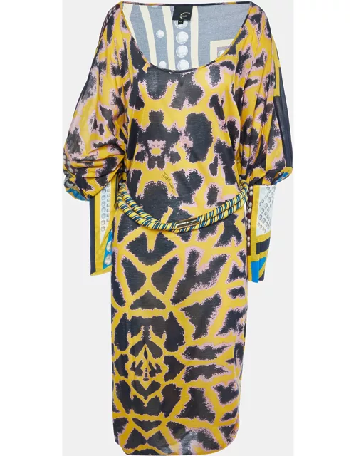 Just Cavalli Multicolor Printed Knit Belted Jumpsuit