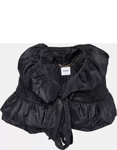 Moschino Black Silk Puffer cape Jacket