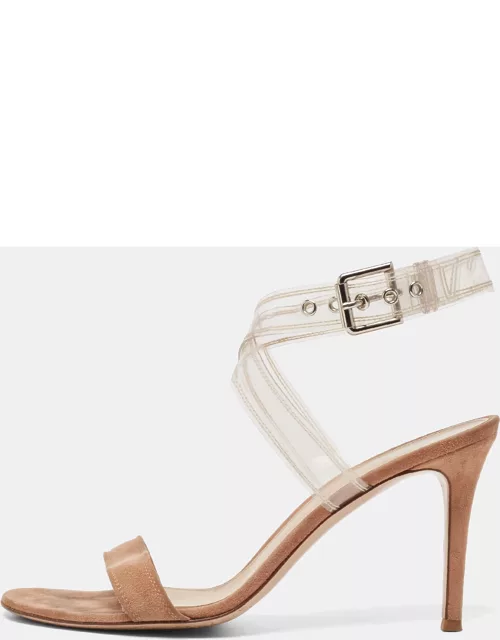 Gianvito Rossi Beige Suede and PVC Ankle Strap Sandal