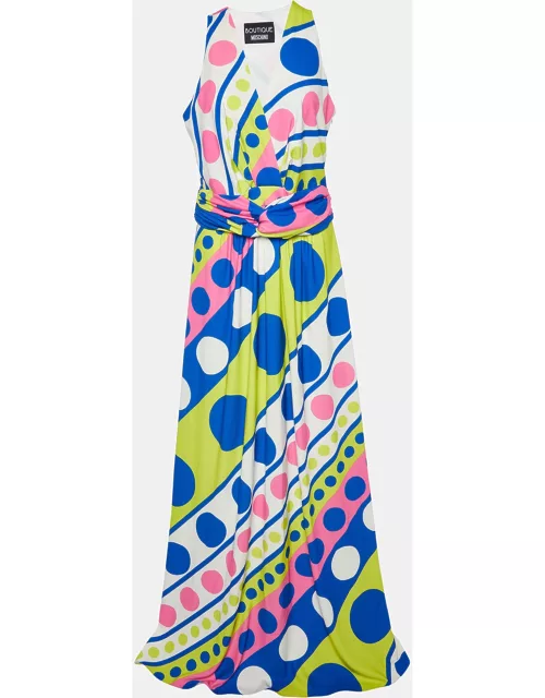 Boutique Moschino Multicolor Printed Jersey Sleeveless Maxi Dress