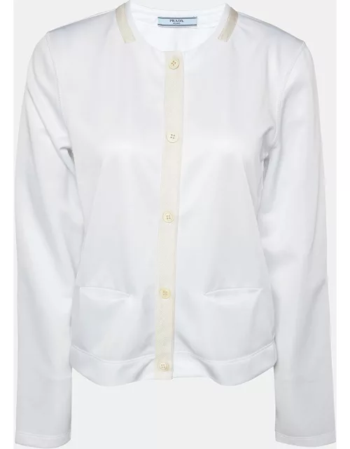 Prada White Jersey & Silk Trim Top