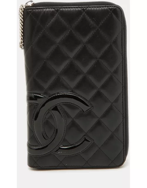 Chanel Black Quilted Leather Cambon Ligne Zippy Organizer Wallet