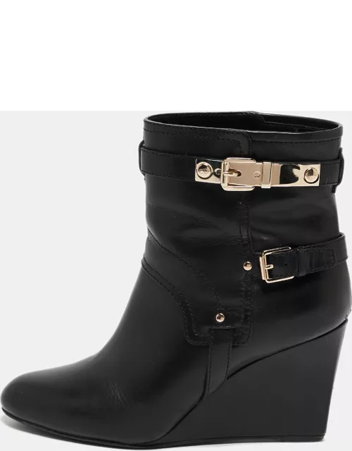 Dior Black Leather Ankle Wedge Boot
