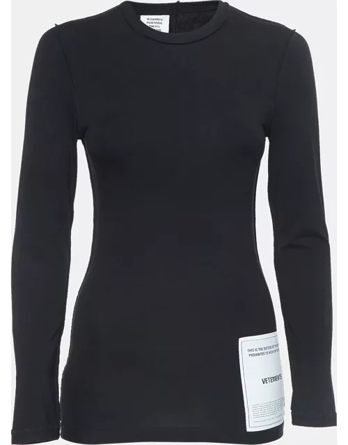 Vetements Black Cotton Logo Patch Inside-Out Long Sleeve T-Shirt