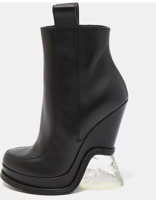 Fendi Black Leather Ice Heel Ankle Boot