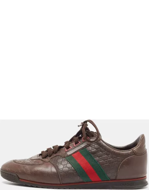 Gucci Brown Microguccissima Leather Web Low Top Sneaker