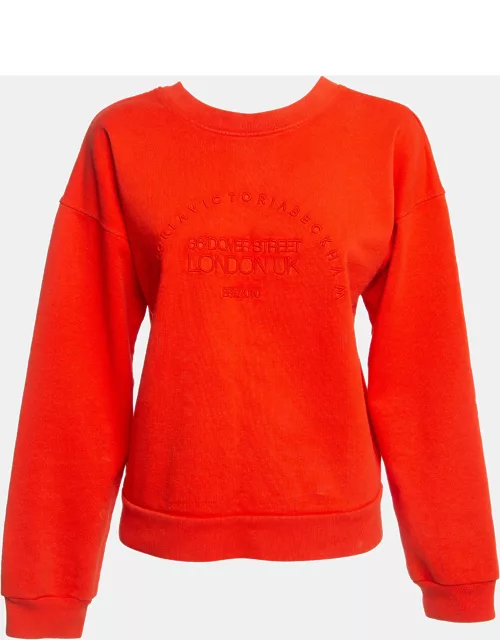 Victoria Victoria Beckham Orange Logo Embroidered Cotton Sweatshirt
