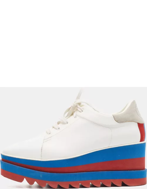 Stella McCartney White Faux Leather and Suede Elyse Platform Sneaker