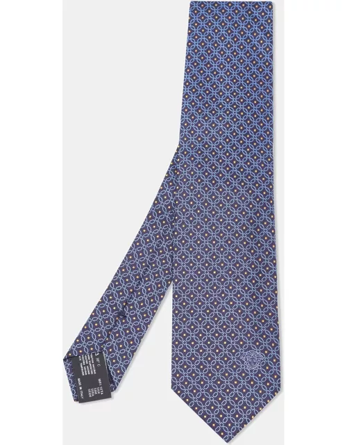 Versace Blue Patterned Silk Tie