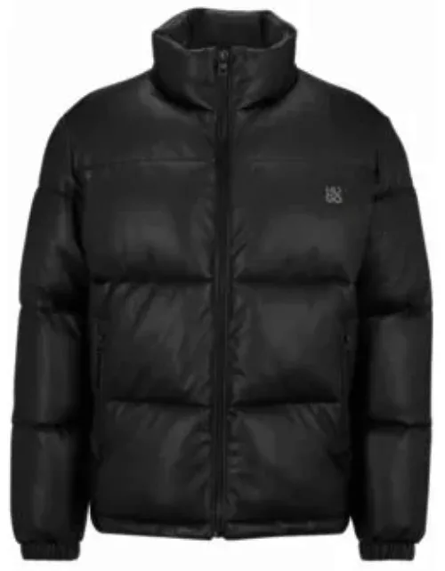 Regular-fit padded jacket in faux leather- Black Men's Casual Jacket
