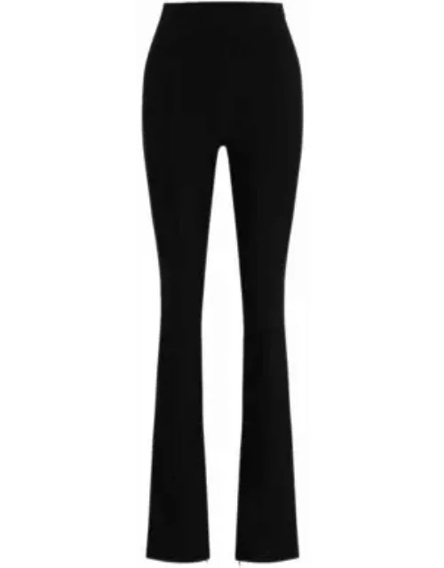 Slim-fit high-rise trousers in stretch material- Black Women's Formal Pant