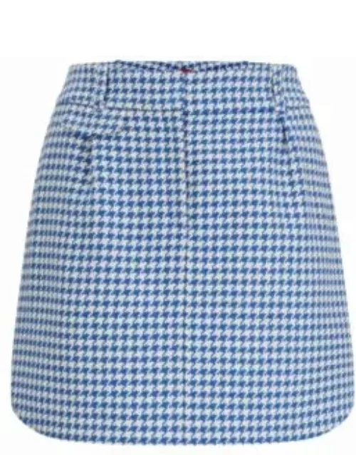 Houndstooth mini skirt in a cotton blend- Patterned Women's Business Skirt