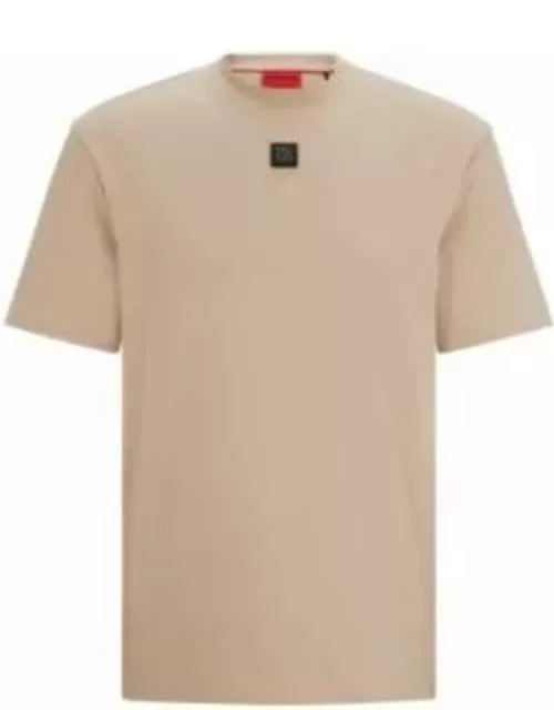 Interlock-cotton regular-fit T-shirt with stacked logo- Beige Men's T-Shirt