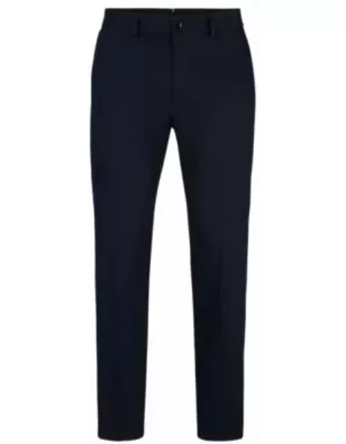 Slim-fit trousers in stretch cotton with silk- Dark Blue Men's Winter Outfit