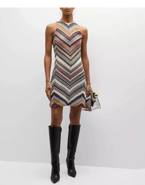 Chevron Knit Sequin Mini Dres