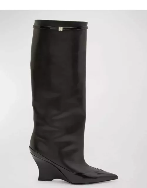 Raven Leather Wedge Tall Boot