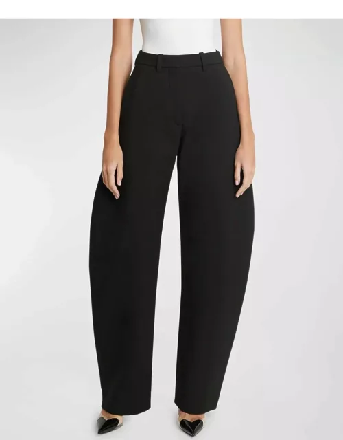 High-Rise Round Wide-Leg Crepe Pant