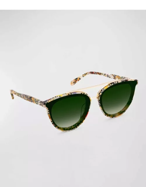 Clio Nylon Patterned Acetate Aviator Sunglasse