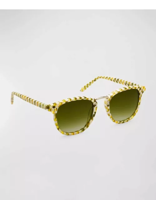 Franklin Green Acetate & Metal Round Sunglasse