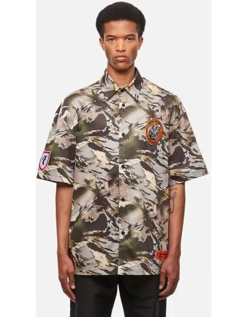 HERON PRESTON Camouflage Cotton Bowling Shirt