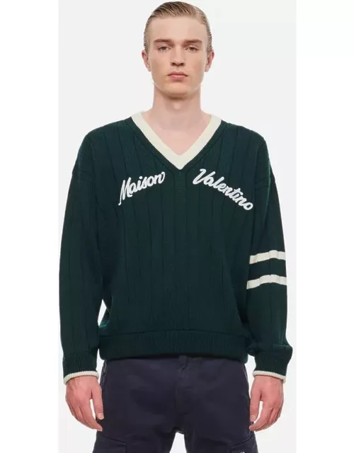 Valentino V Neck Wool Sweater
