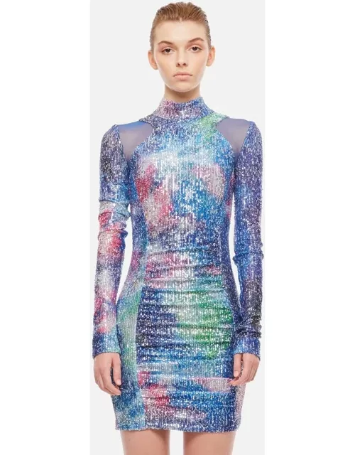 Versace Jeans Couture Space Printed Sequins Mini Dres
