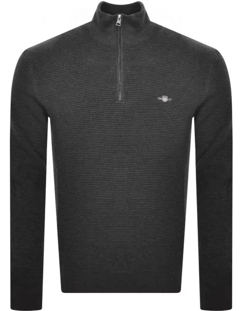 Gant Textured Half Zip Sweatshirt In Grey