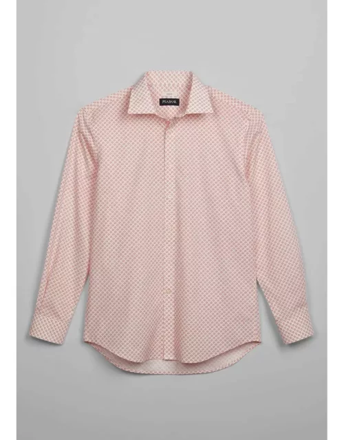 JoS. A. Bank Men's Slim Fit Spread Collar Floral Casual Shirt, Coral Pink, Mediu