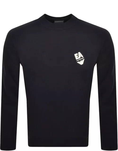 Emporio Armani Crew Neck Logo Sweatshirt Navy