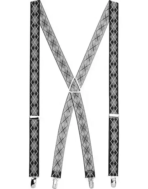 Egara Men's Clip Suspenders Black Argyle