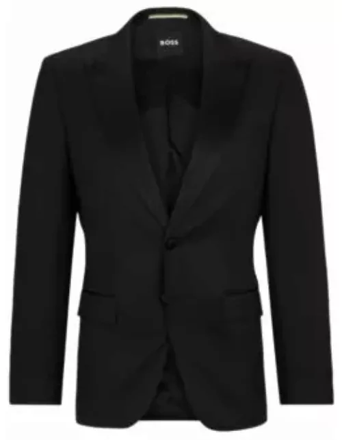 Slim-fit tuxedo jacket in wool serge- Black Men's Sport Coat