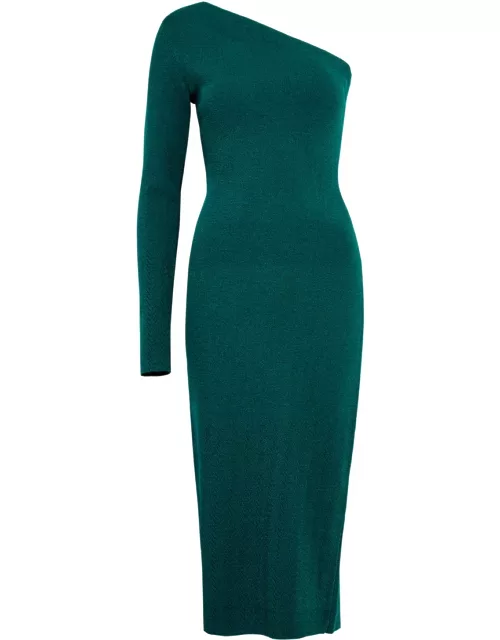Victoria Beckham Glittered One-shoulder Stretch-knit Midi Dress - Green - 10 (UK10 / S)