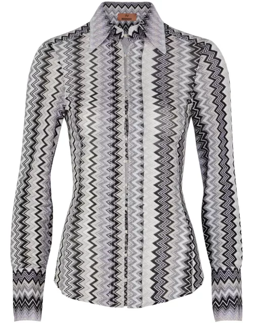 Missoni Zigzag-intarsia Metallic Fine-knit Shirt - Multicoloured - 40 (UK8 / S)