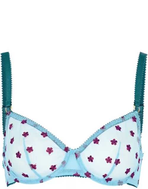 Dora Larsen Maudie Embroidered Tulle Underwired bra - Blue