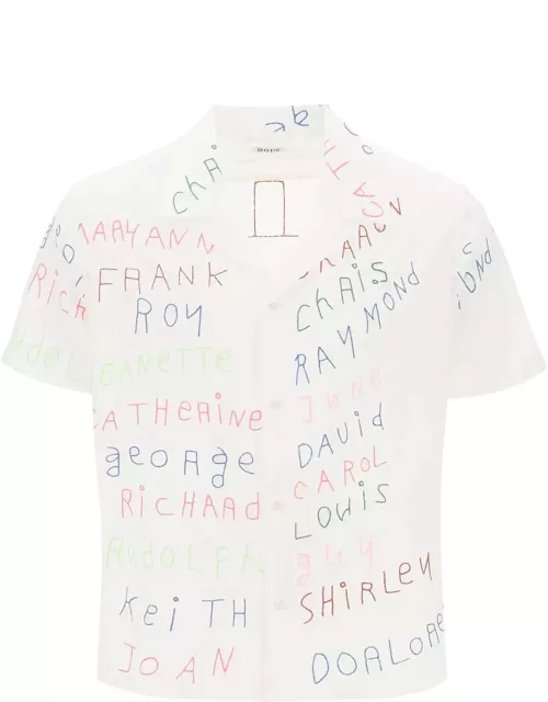 Bode Familial Bowling Shirt With Lettering Embroiderie
