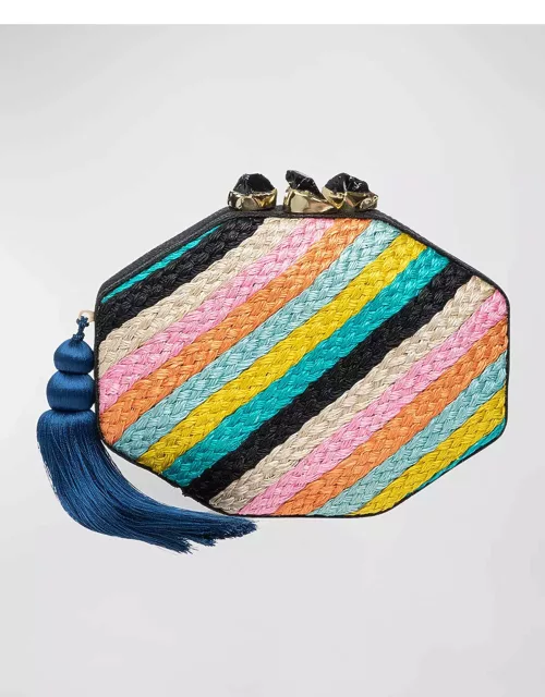 Sofia Octagon Multicolor Braided Clutch Bag