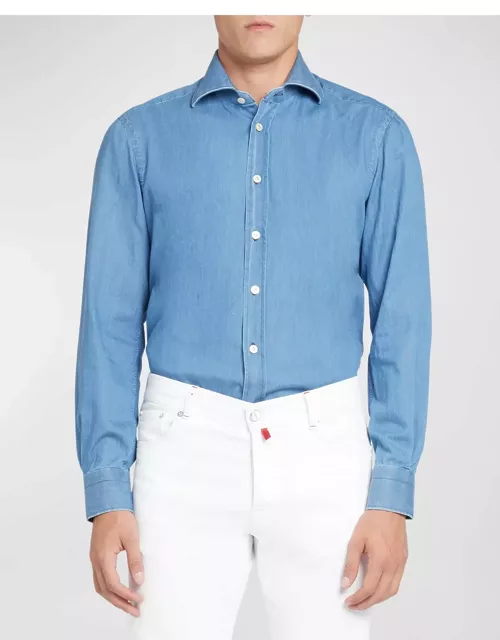 Men's Chambray Casual Button-Down Shirt