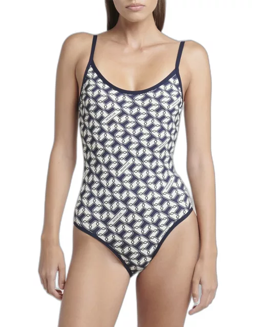 Chainlink Printed One-Piece Swimsuit