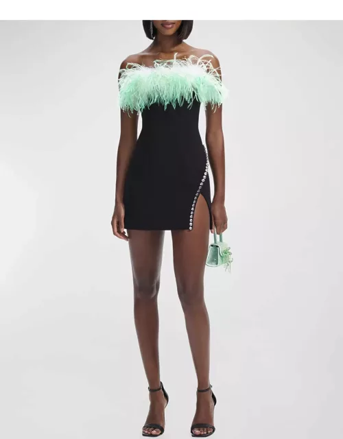 Ombre Feather Diamante Cinched Mini Dres