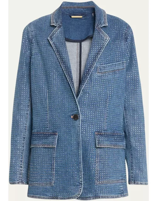 Kiera Embellished Denim Blazer Jacket