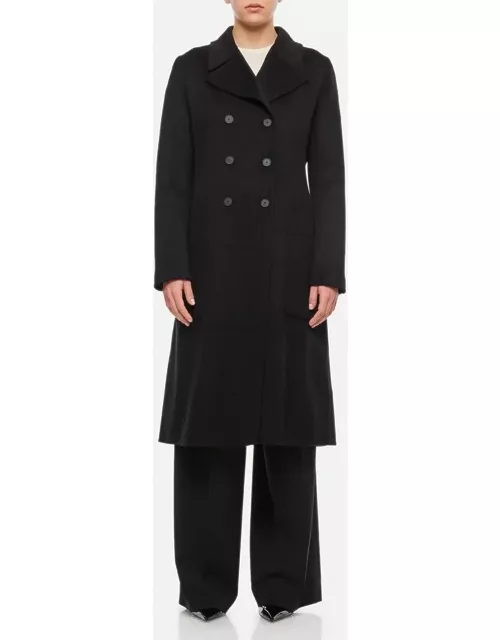 Lanvin Double Breasted Mid Length Cashmere Coat Black