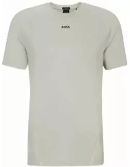 Super-stretch slim-fit T-shirt with decorative reflective artwork- Light Beige Men's T-Shirt