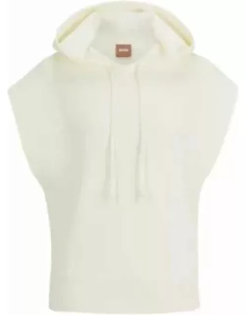 Relaxed-fit sleeveless hoodie in stretch fabric- White Women's Casual Top