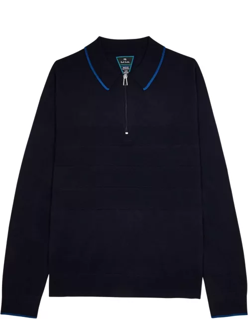 PS Paul Smith Half-zip Wool Polo Shirt - Navy