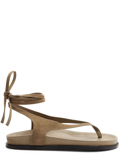 A. emery Shel Lace-up Suede Sandals - Tan - 40 (IT40 / UK7)