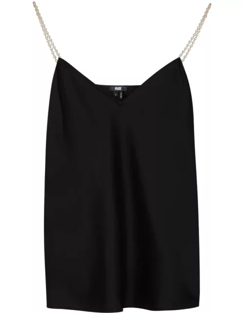 Paige Noelia Embellished Silk-satin Camisole top - Black - M (UK12 / M)